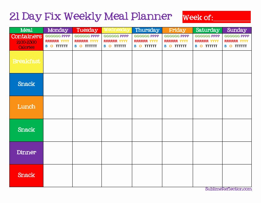 Blank Meal Plan Template Awesome How to Create A 21 Day Fix Meal Plan Sublime Reflection