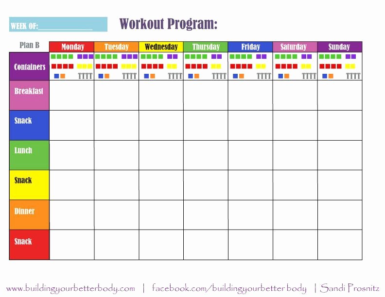 Blank Meal Plan Template Awesome Plan B 21 Day Fix Meal Planning Template 1500 1799 Calorie