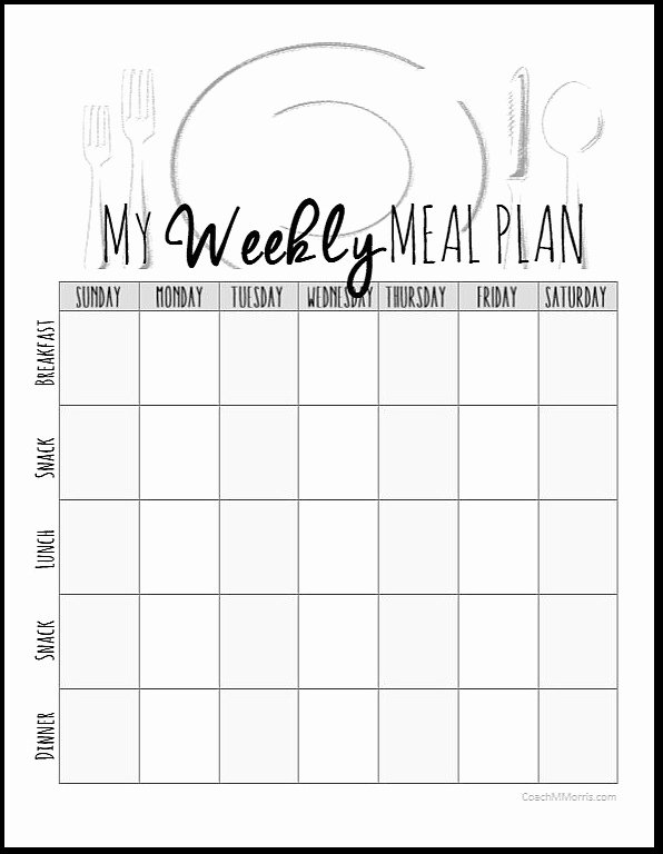Blank Meal Plan Template Elegant Weekly Meal Plan 1 to Insanity &amp; Back