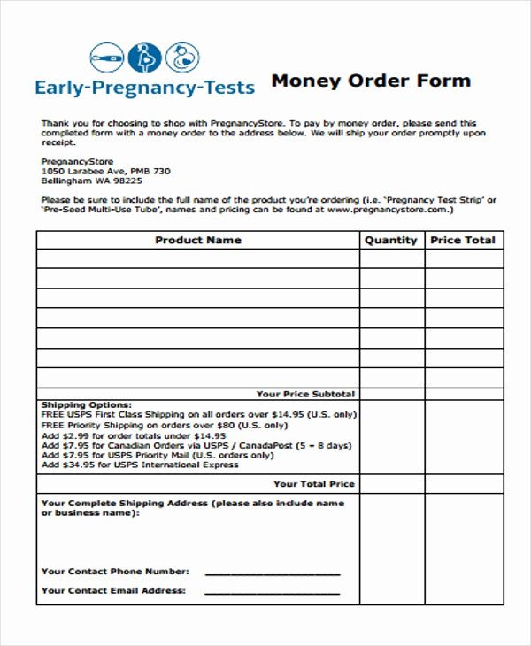 Blank Money order Template New 32 Sample order forms
