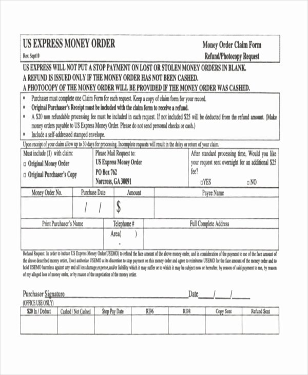 Blank Money order Template Unique Money order forms 8 Free Word Pdf format Download