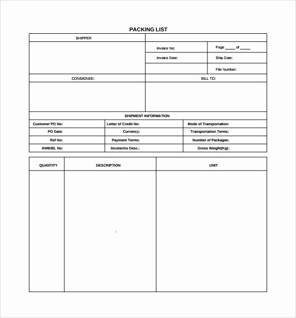 Blank Packing List Template Awesome 7 Packing List Templates