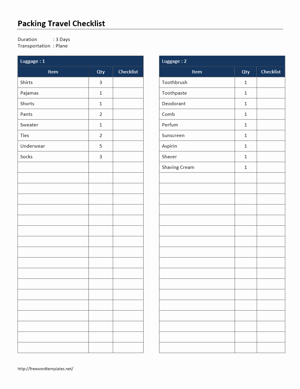 Blank Packing List Template Awesome Packing List Template