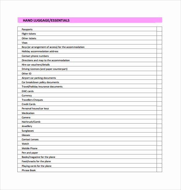 Blank Packing List Template Unique Packing Checklist Template 16 Download Free Documents