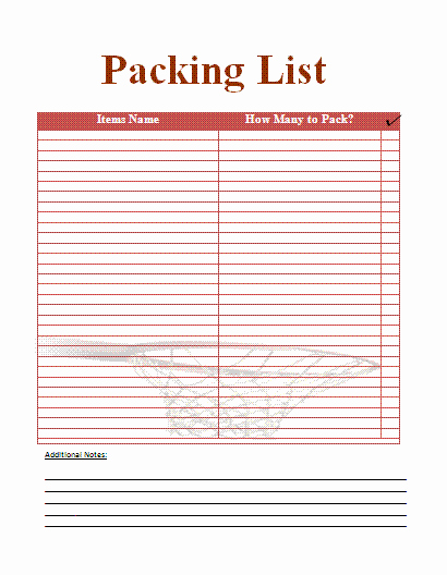 Blank Packing List Template Unique Packing List Template