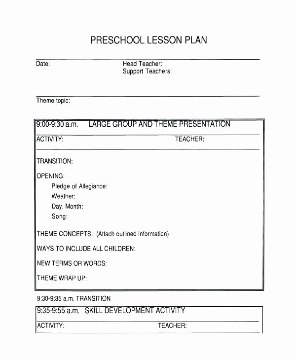 Blank Preschool Lesson Plan Template Awesome Printable Lesson Plan Template Monthly Blank Preschool Pdf