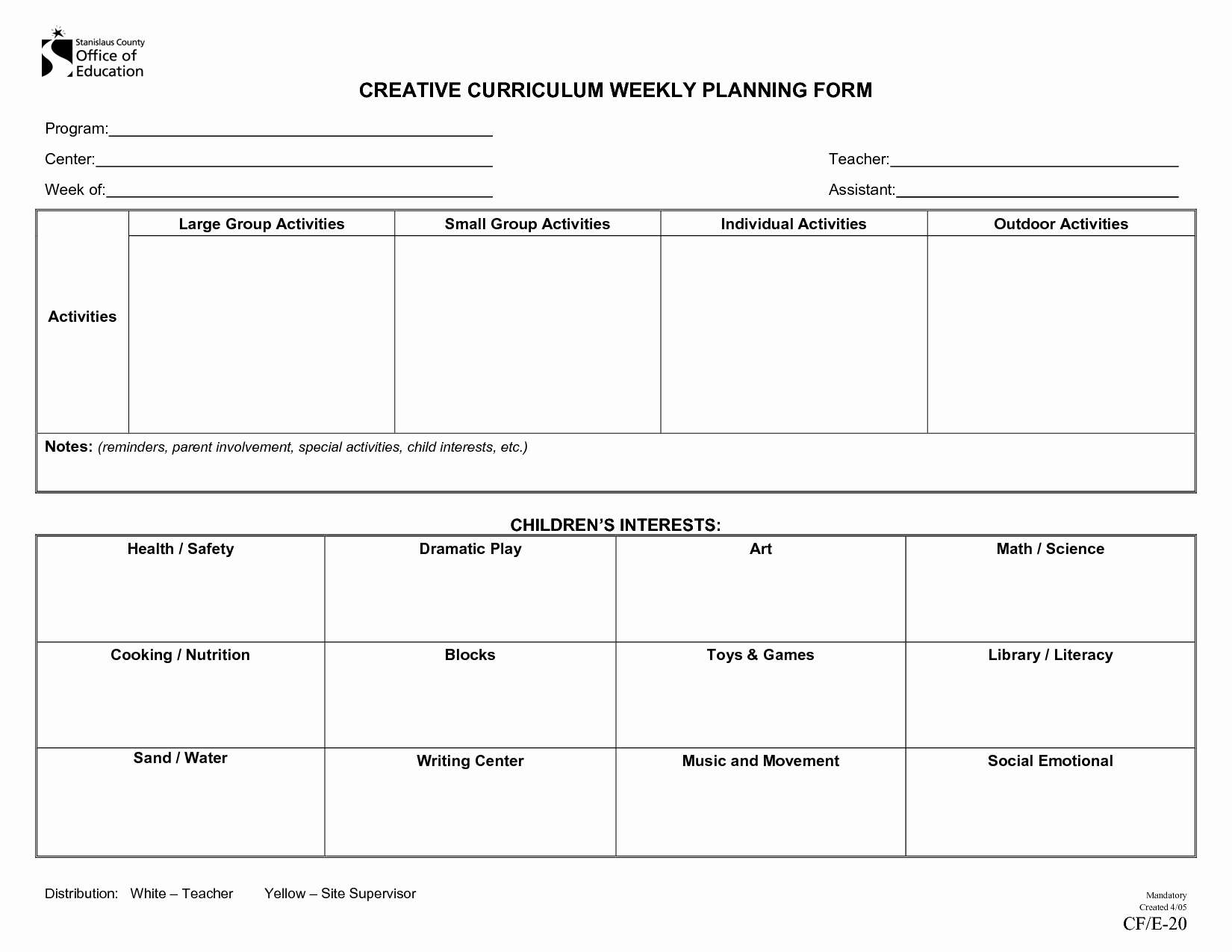 Blank toddler Lesson Plan Template Unique Creative Curriculum Blank Lesson Plan