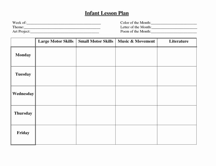 Blank Weekly Lesson Plan Template Awesome Infant Blank Lesson Plan Sheets