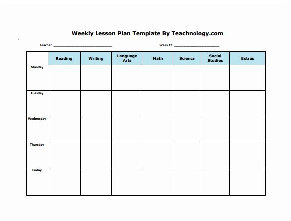 Blank Weekly Lesson Plan Template Beautiful Weekly Lesson Plan Template