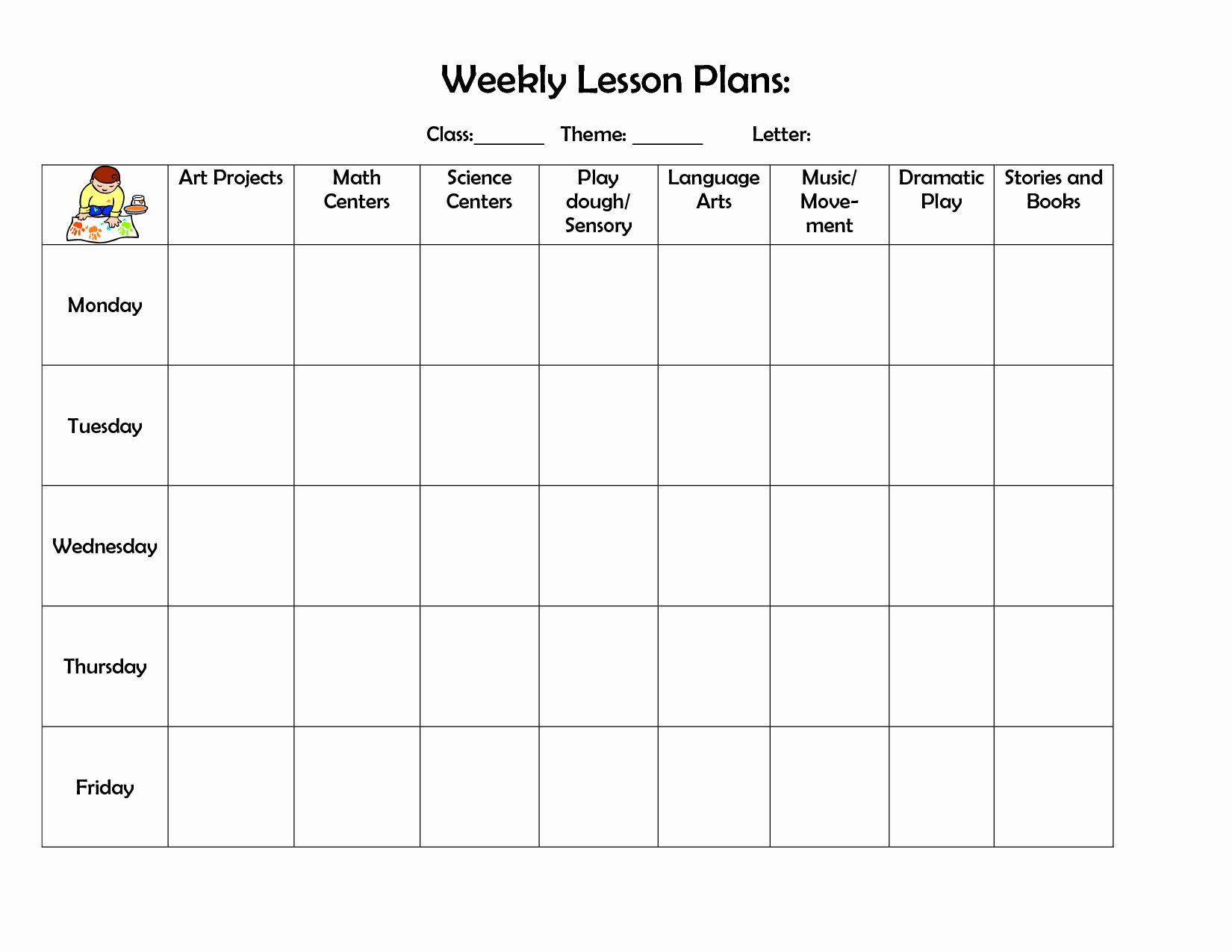 Blank Weekly Lesson Plan Template Fresh Infant Blank Lesson Plan Sheets