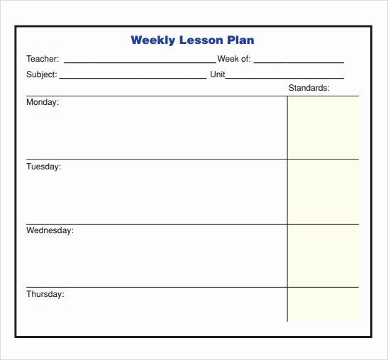 Blank Weekly Lesson Plan Template Lovely 10 Sample Lesson Plans