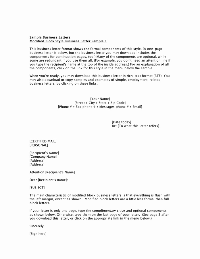 Block Letter format Sample Inspirational Full Block Style Business Letter Sample In Word and Pdf