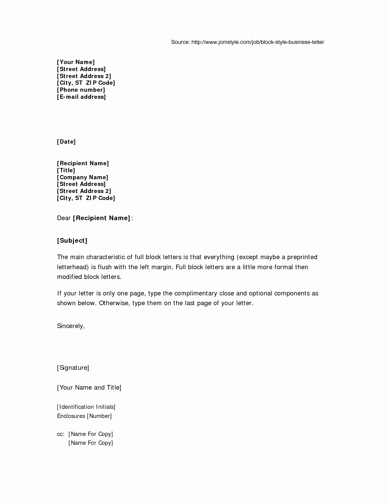 Block Letter format Sample Lovely Block Style Business Letter