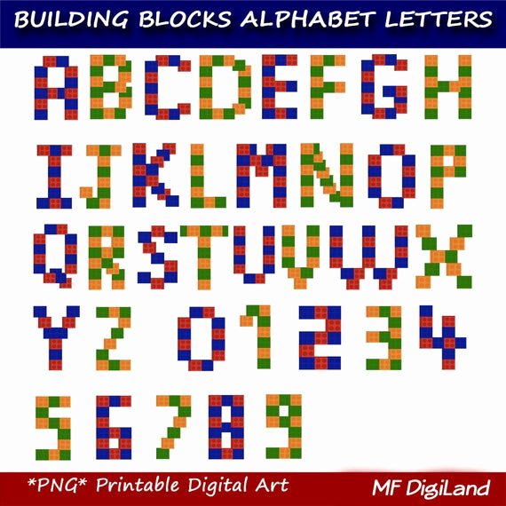 Block Letter Templates for Bulletin Boards Awesome Building Blocks Digital Alphabet Clip Art Set Instant