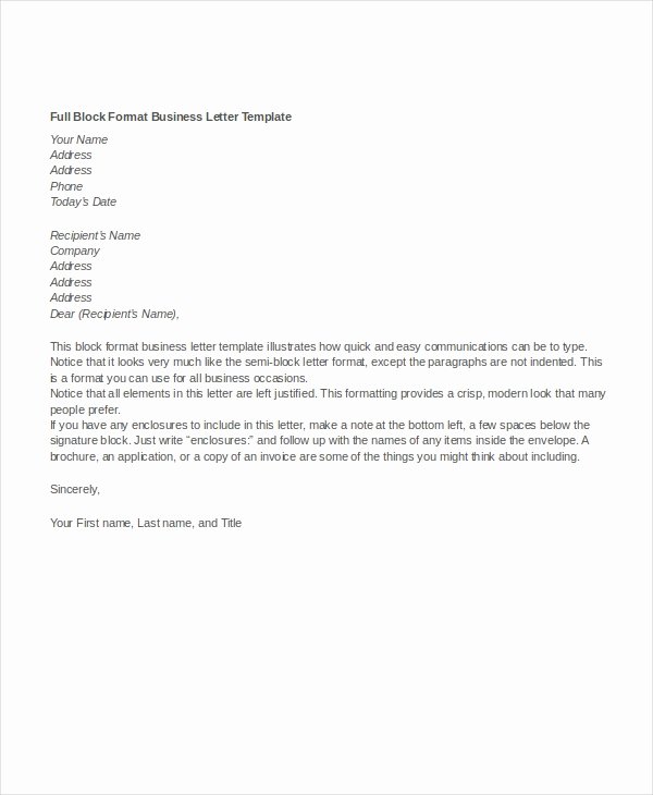 Blocked Style Letter format Beautiful Business Letter format 10 Free Word Pdf Documents