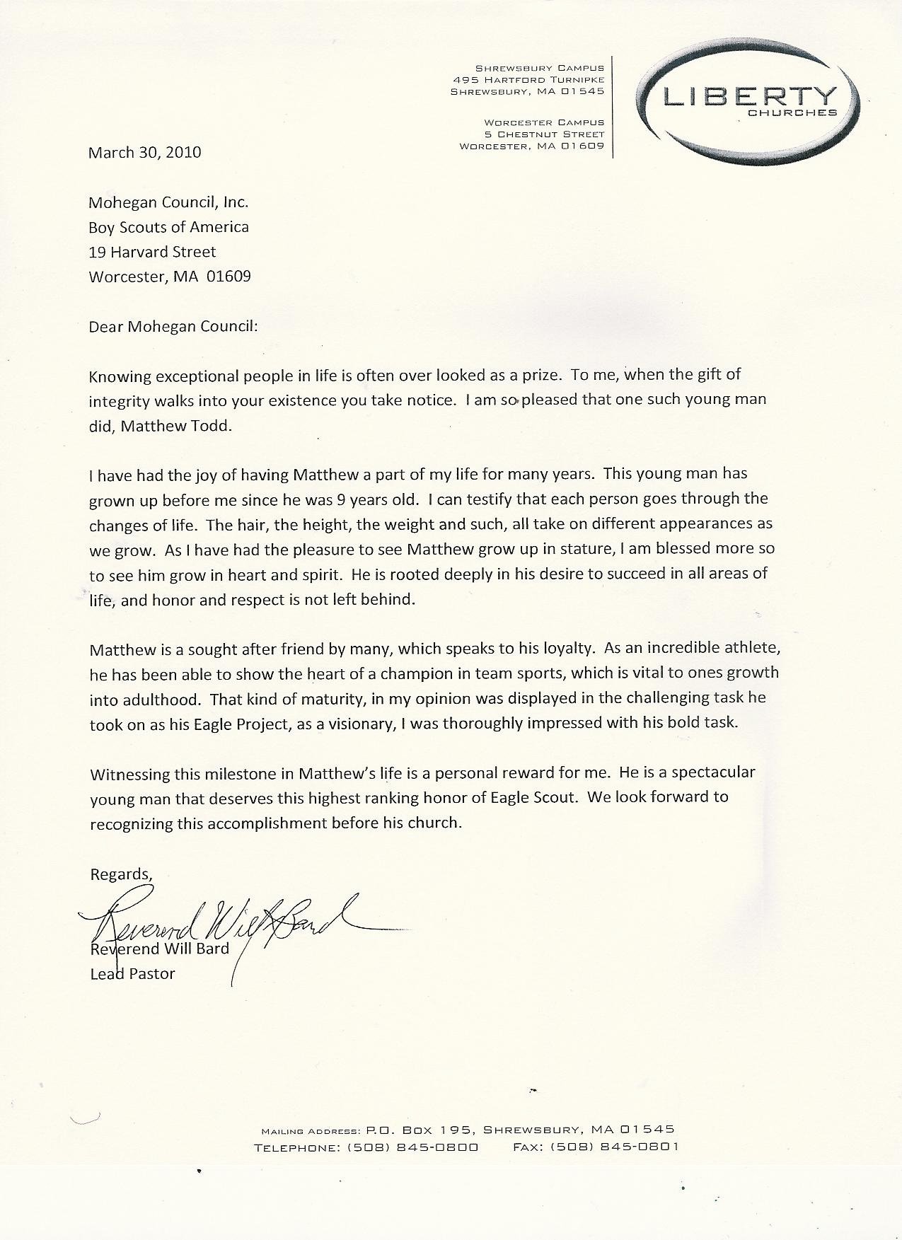 Boy Scout Letter Of Recommendation New Eagle Scout Re Mendation Letter Template Examples