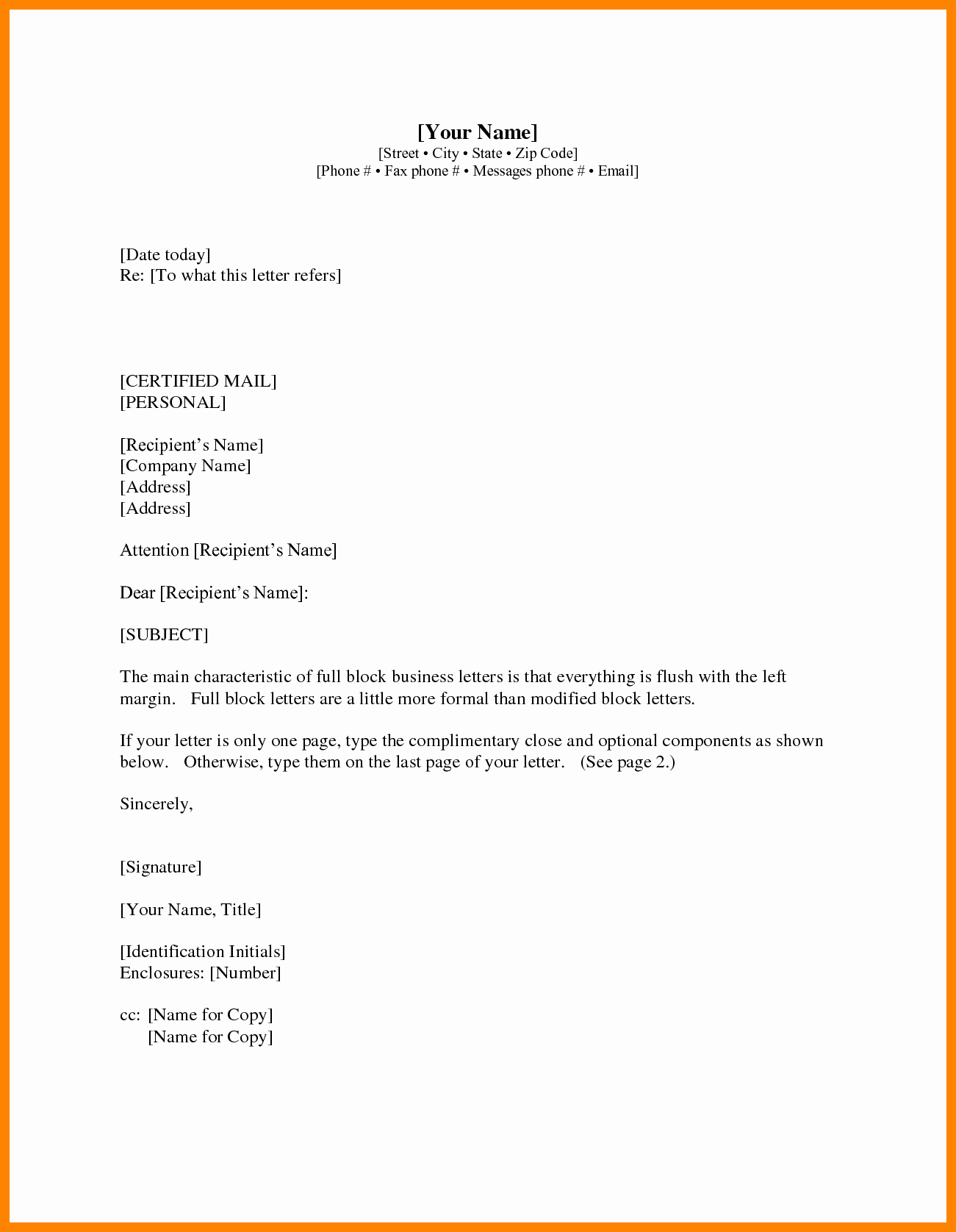 Business Letter format with Cc New formal Business Letter format with Enclosure