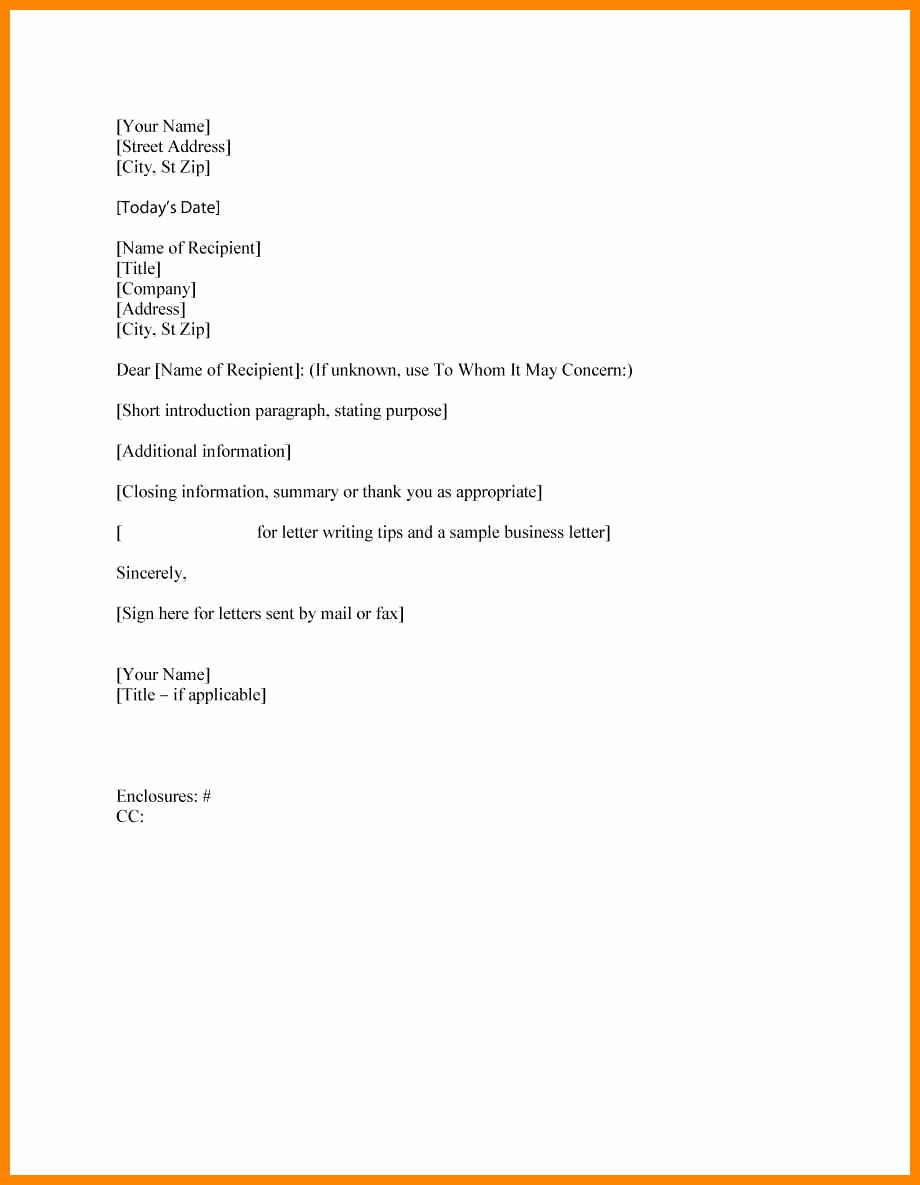 Business Letter format with Cc Unique Business Letter format with Enclosures Enclosure Sample