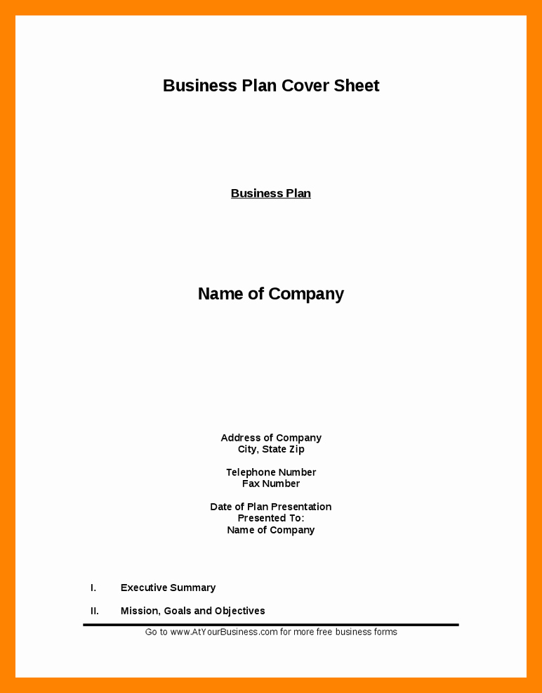 Business Plan Cover Page Template Inspirational 5 Business Plan Cover Page