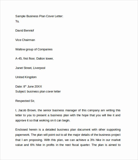 Business Plan Cover Page Template New 9 Business Cover Letters – Samples Examples &amp; formats