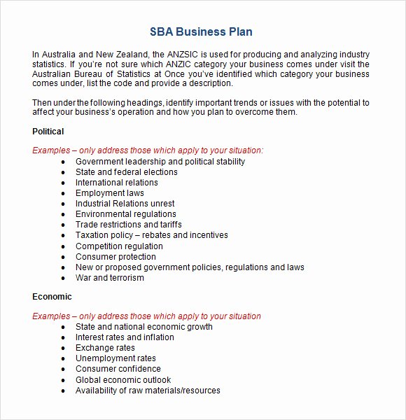 Business Plan Template Doc Best Of Sample Sba Business Plan Template 9 Free Documents In