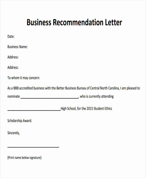 Business School Recommendation Letter Beautiful 8 Sample Business Re Mendation Letter Free Sample