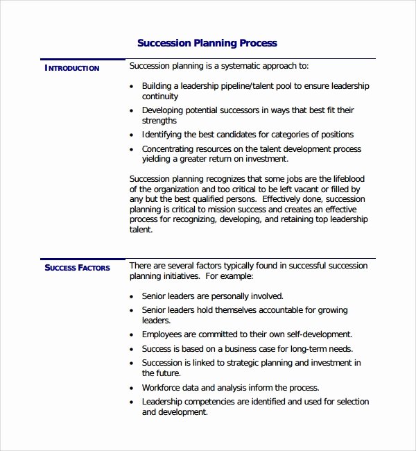 Business Succession Plan Template Beautiful 10 Succession Planning Templates