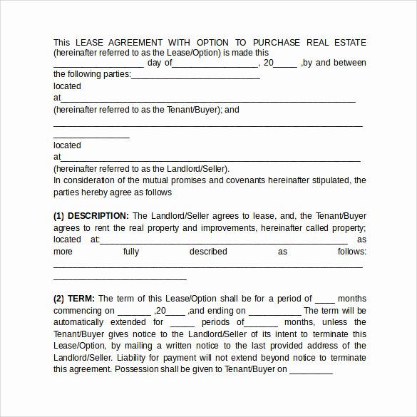 Buyout Agreement Real Estate Inspirational 10 Sample Lease Purchase Agreement Templates