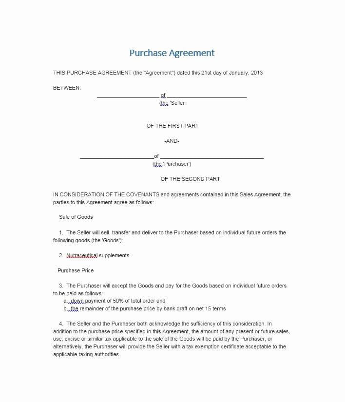 Buyout Agreement Sample Lovely 37 Simple Purchase Agreement Templates [real Estate Business]