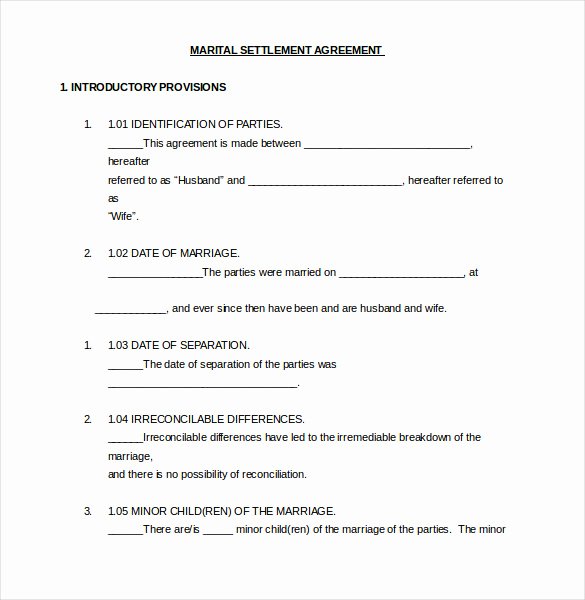 California Separation Agreement Template Awesome 12 Divorce Agreement Templates Pdf Doc