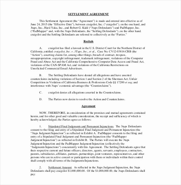 California Separation Agreement Template Inspirational 20 Settlement Agreement Templates Word Pdf Pages