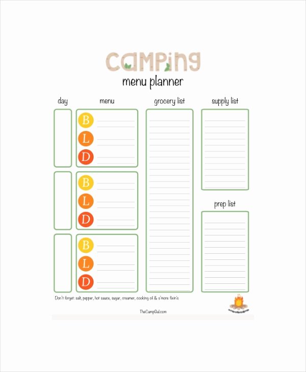 Campground Business Plan Template Luxury Daily Menu Planner Template 6 Free Pdf Documents