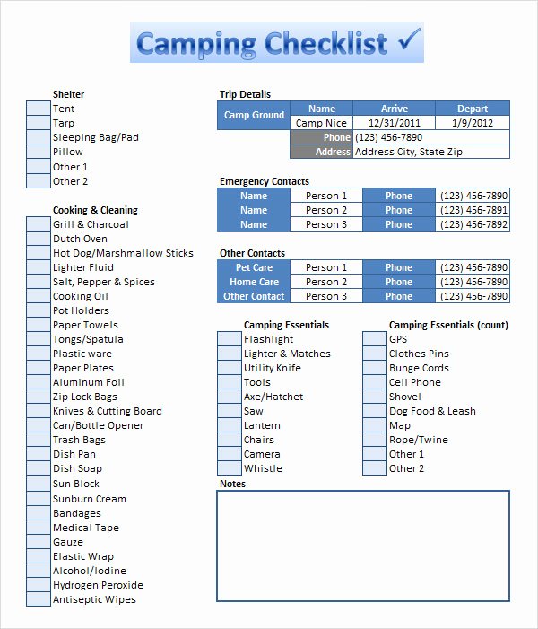 Campground Business Plan Template New 8 Camping Checklist Samples