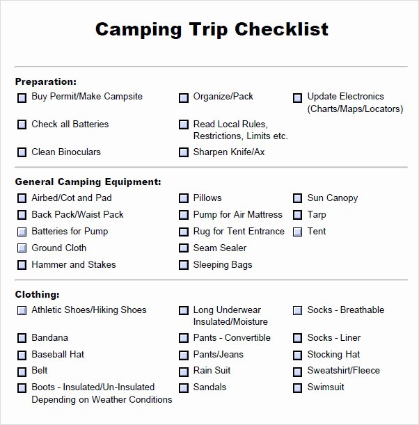 Campground Business Plan Template Unique 8 Camping Checklist Samples