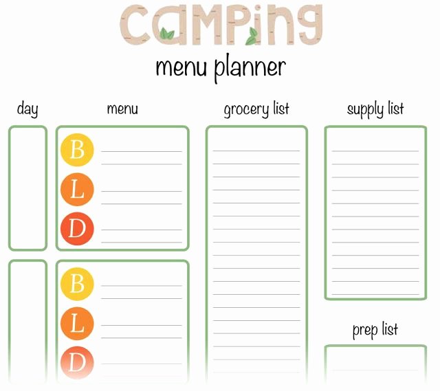 Camping Meal Plan Template Beautiful Best 25 Camping Meal Planner Ideas On Pinterest