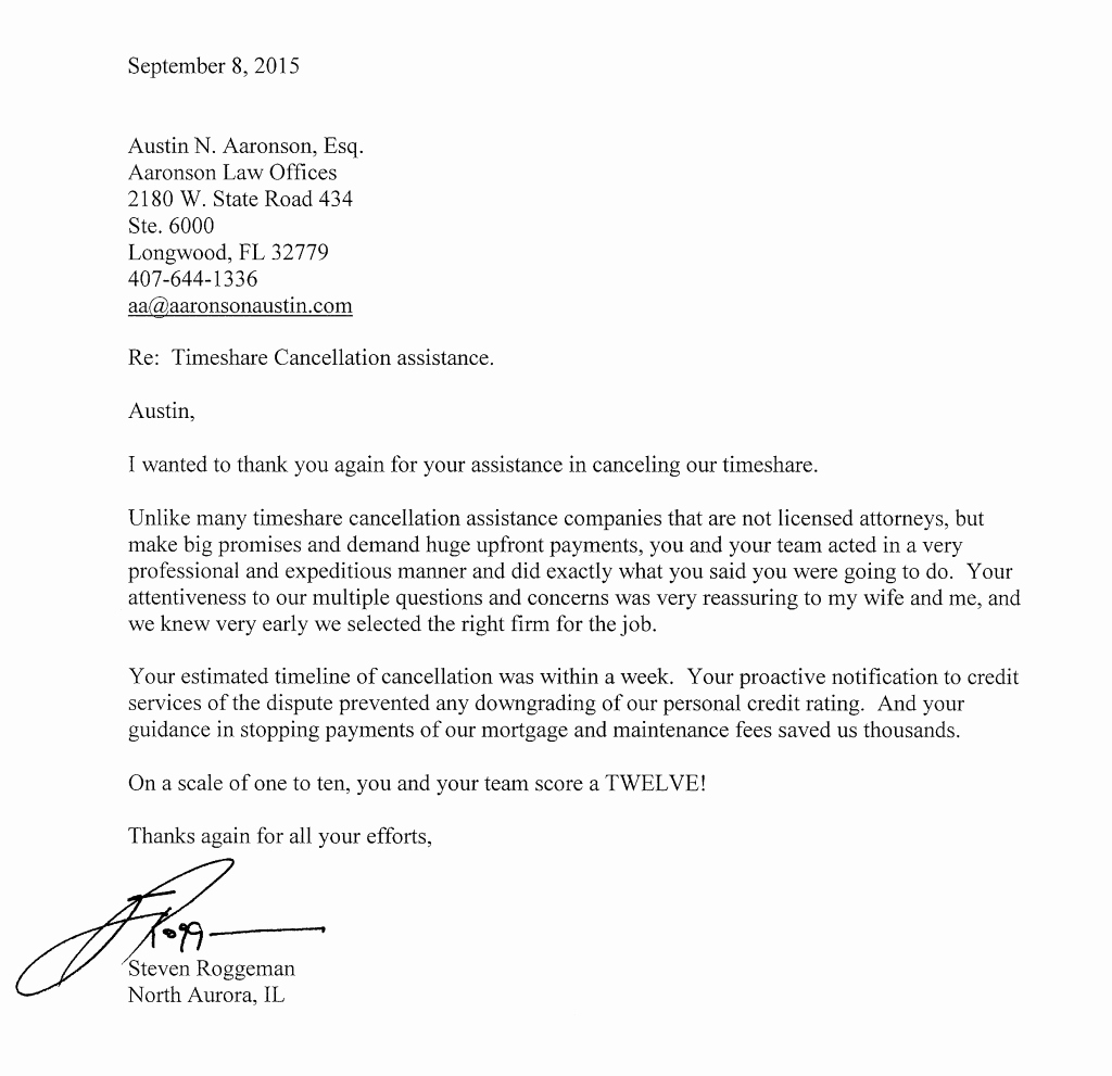 Cancel Timeshare Contract Sample Letter Fresh Testimonials