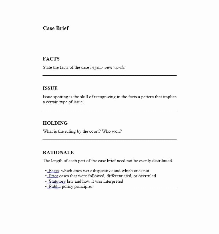 Case Brief Template Microsoft Word Lovely 40 Case Brief Examples &amp; Templates Template Lab