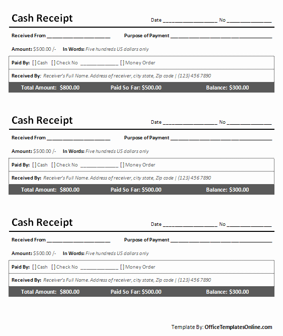 Cash Receipt format In Word Awesome Printable Cash Receipt for Ms Word