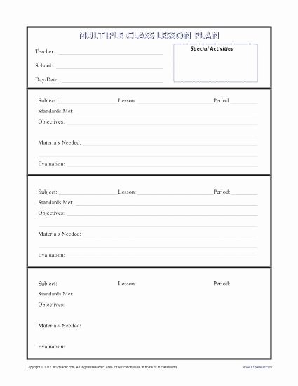 Ccs Lesson Plan Template Lovely Daily Multi Class Lesson Plan Template Secondary