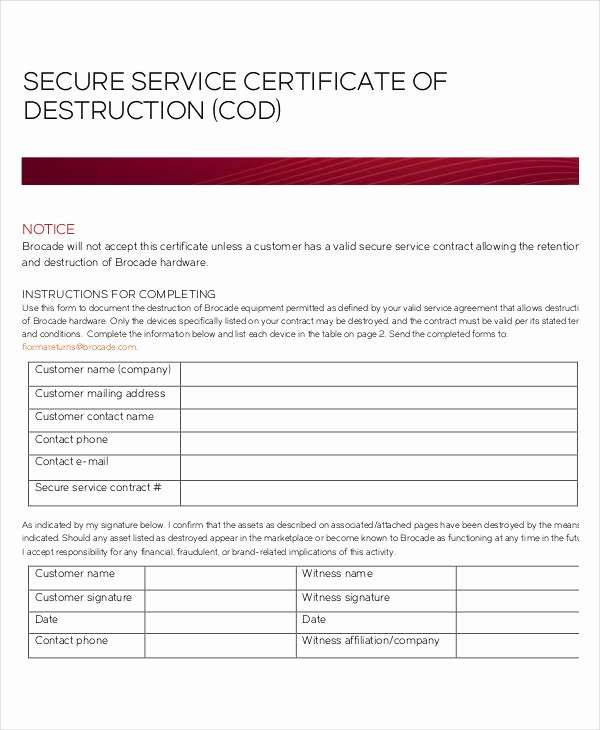 Certificate Of Destruction Sample Best Of Certificate Destruction Template 12 Pdf Word Ai