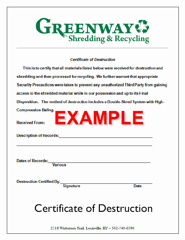 Certificate Of Destruction Sample Best Of the Document Destruction Process ⋆ Greenway Shredding