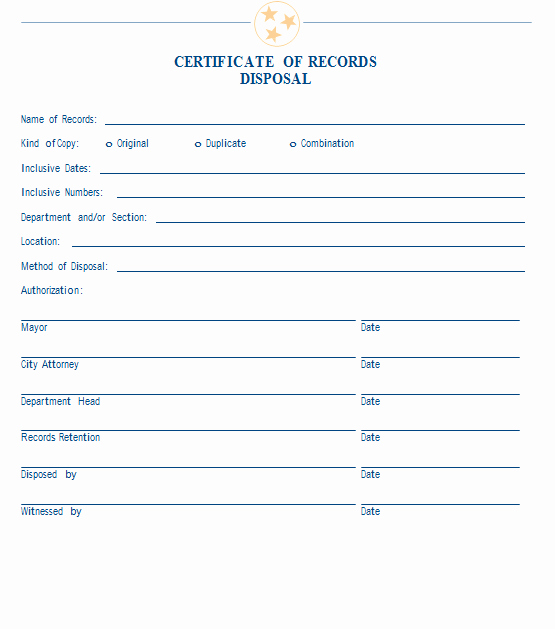 Certificate Of Destruction Sample Fresh 21 Of Records Destruction Log Template