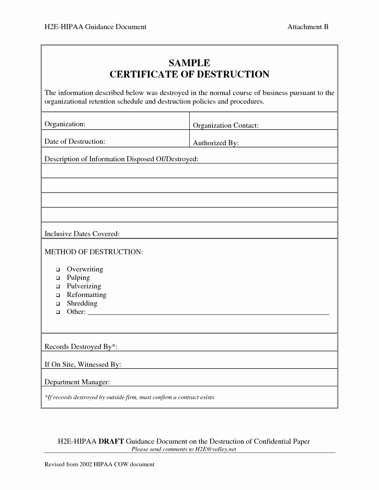 Certificate Of Destruction Template Inspirational Data Destruction Certificate Sample to Pin On