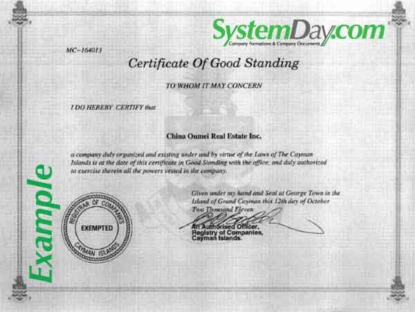 Certificate Of Existence Sample Awesome Certificate Of Good Standing Samples