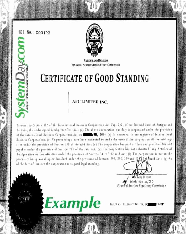 Certificate Of Existence Sample Beautiful Certificate Of Good Standing Samples
