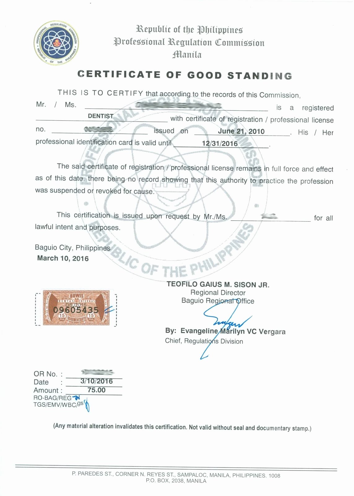 Certificate Of Existence Sample Elegant Prc Baguio Information Site Certification and Authentication
