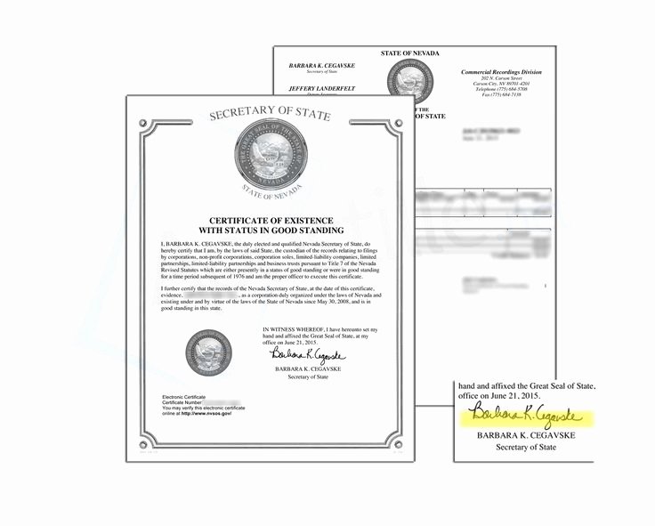 Certificate Of Existence Sample Luxury 23 Best Images About State Of Nevada Sample Apostille On