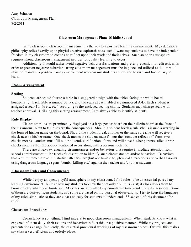 Champs Classroom Management Plan Template New Champs Classroom Management Plan Template Rules for Middle