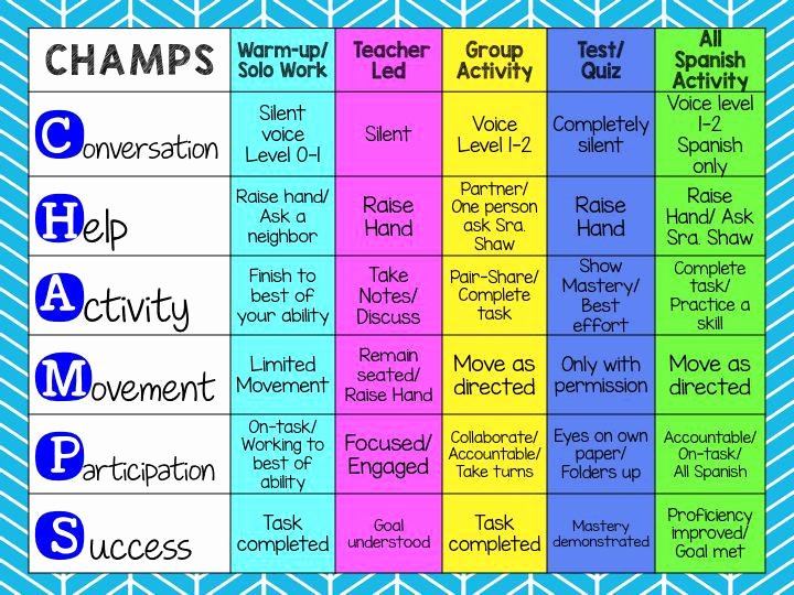 Champs Classroom Management Plan Template Unique Spanish W Sra Shaw On Twitter &quot;love My New Champs Pbis