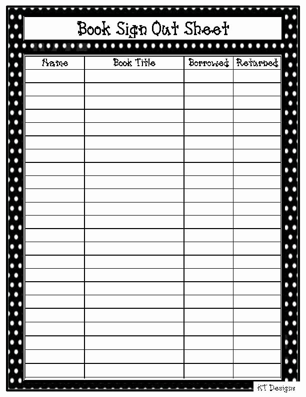 Check In Check Out Spreadsheet Fresh Classroom Book Check Out form Book Sign Out Sheet